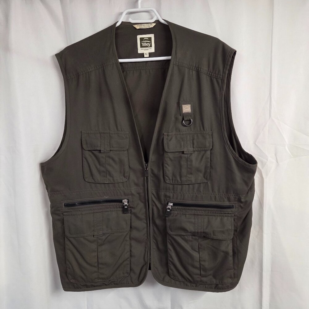 Tilley Men XXL Vest Hiking Hunting Fishing Outdoor Walking Unisex Olive Green - Picture 8 of 12